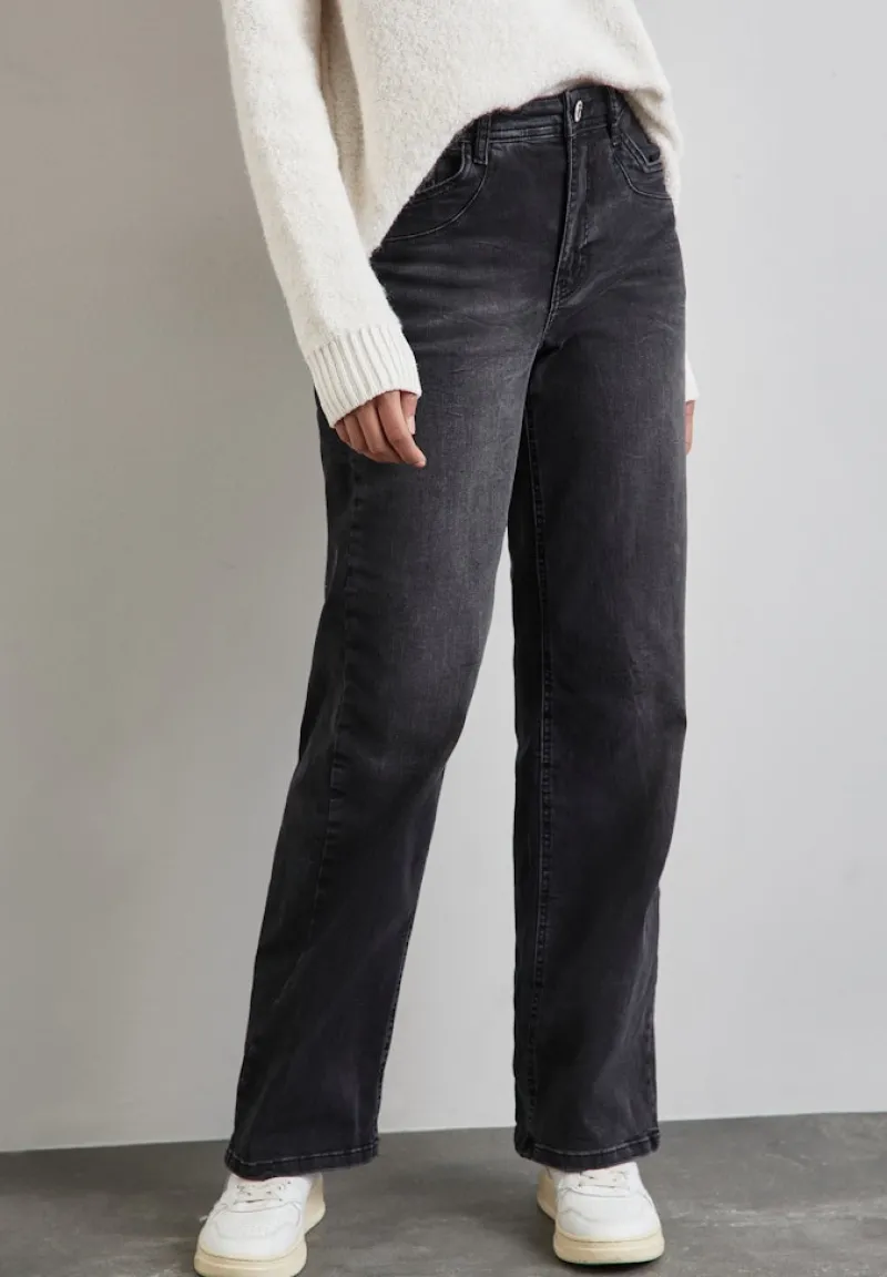 Street One Jeans*Wide Leg Jeans black net wash