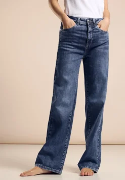 Street One Jeans*Wide Leg Jeans dark blue washed