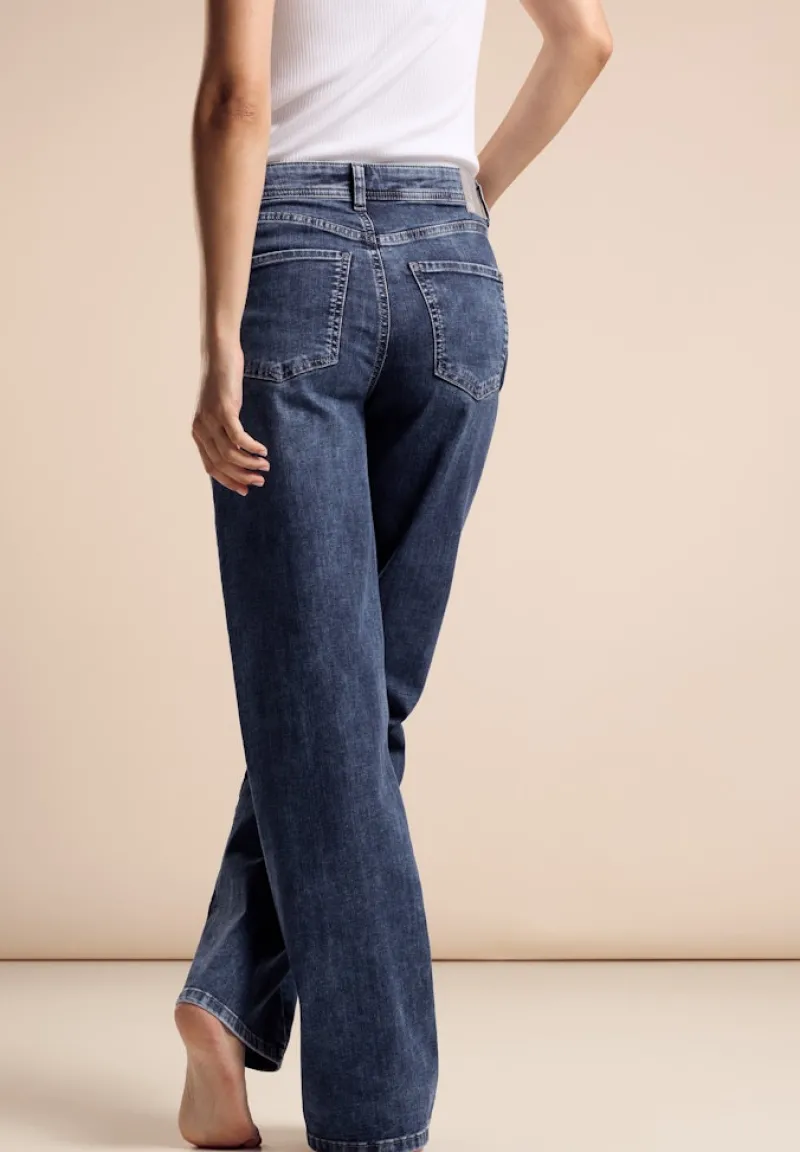 Street One Jeans*Wide Leg Jeans dark blue washed