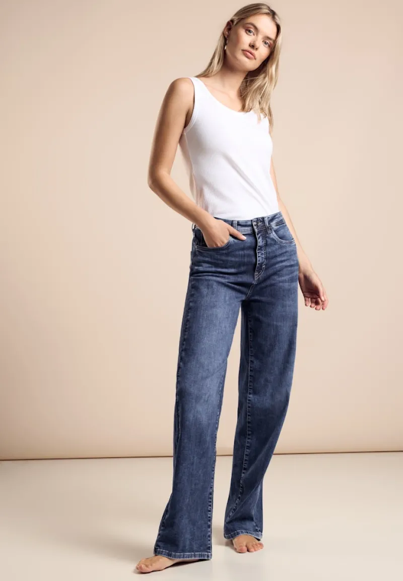 Street One Jeans*Wide Leg Jeans dark blue washed