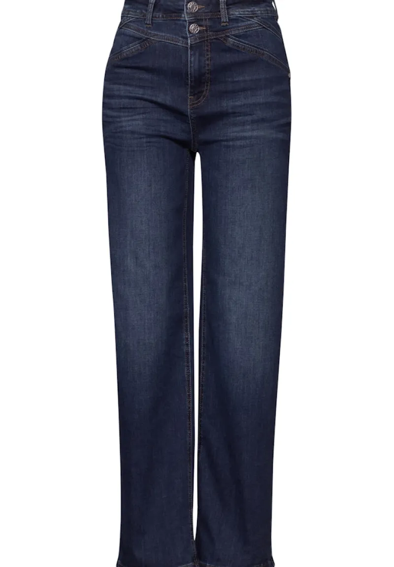 Street One Jeans*Wide Leg Jeans dark blue soft wash