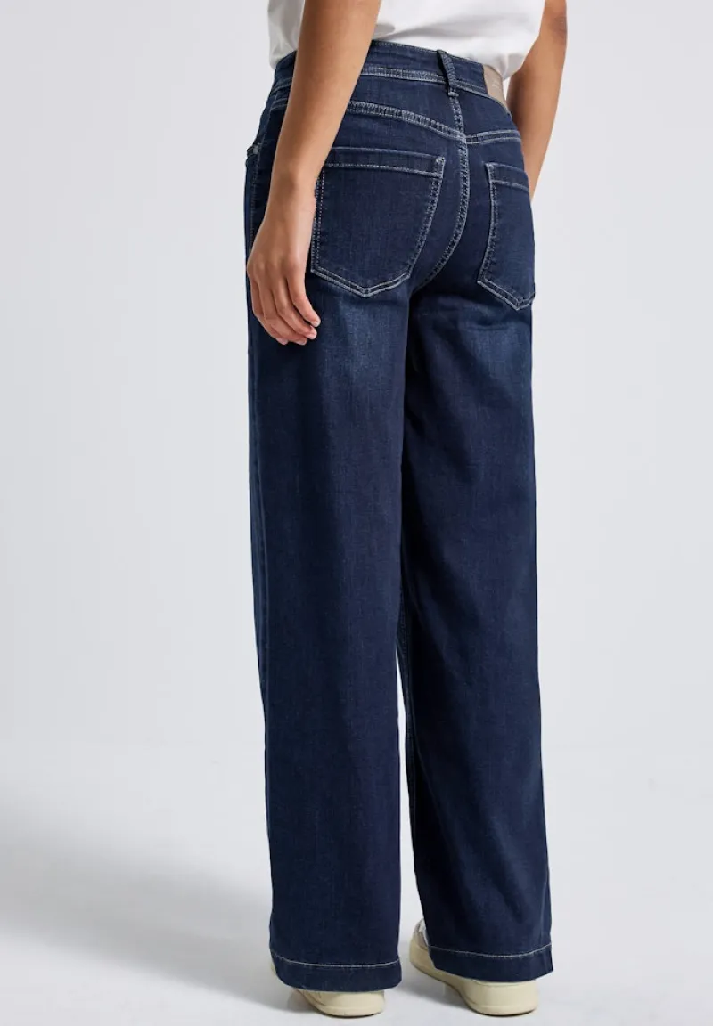 Street One Jeans*Wide Leg Jeans deep indigo soft washed