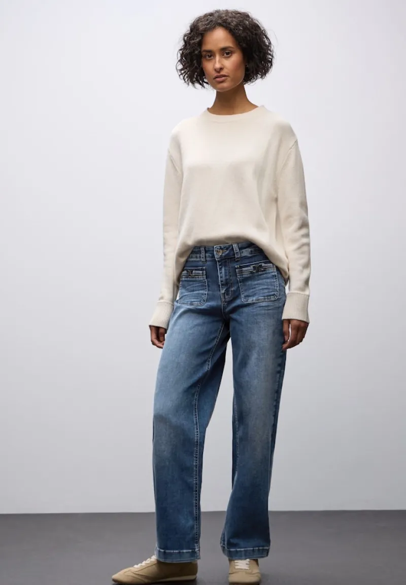 Street One Jeans*Wide Leg Jeans medium blue randomwash