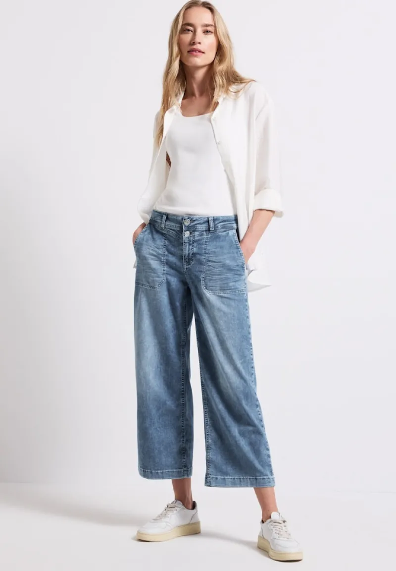 Street One Shorts*Wide Leg Jeans medium blue random