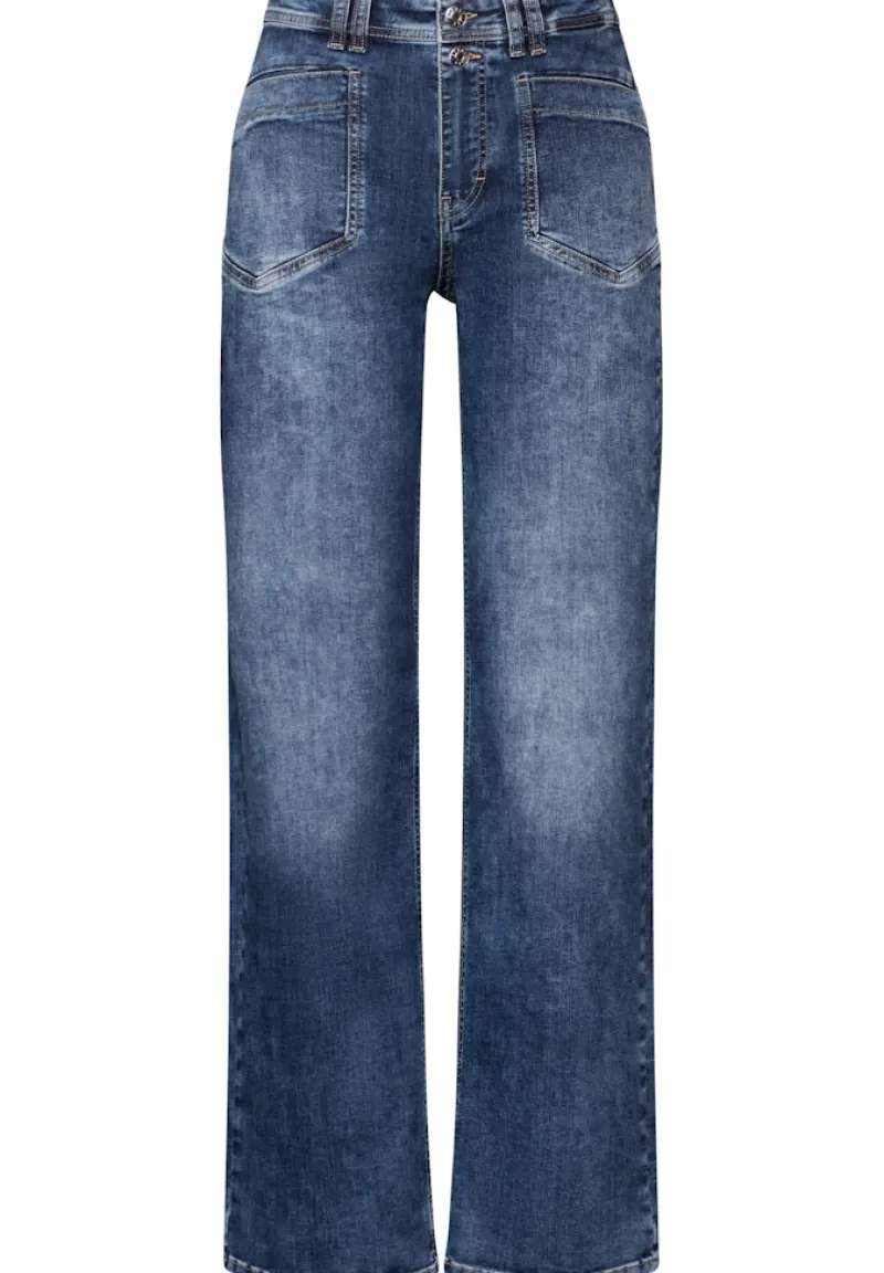 Street One Jeans*Wide Leg Jeans mid blue random wash