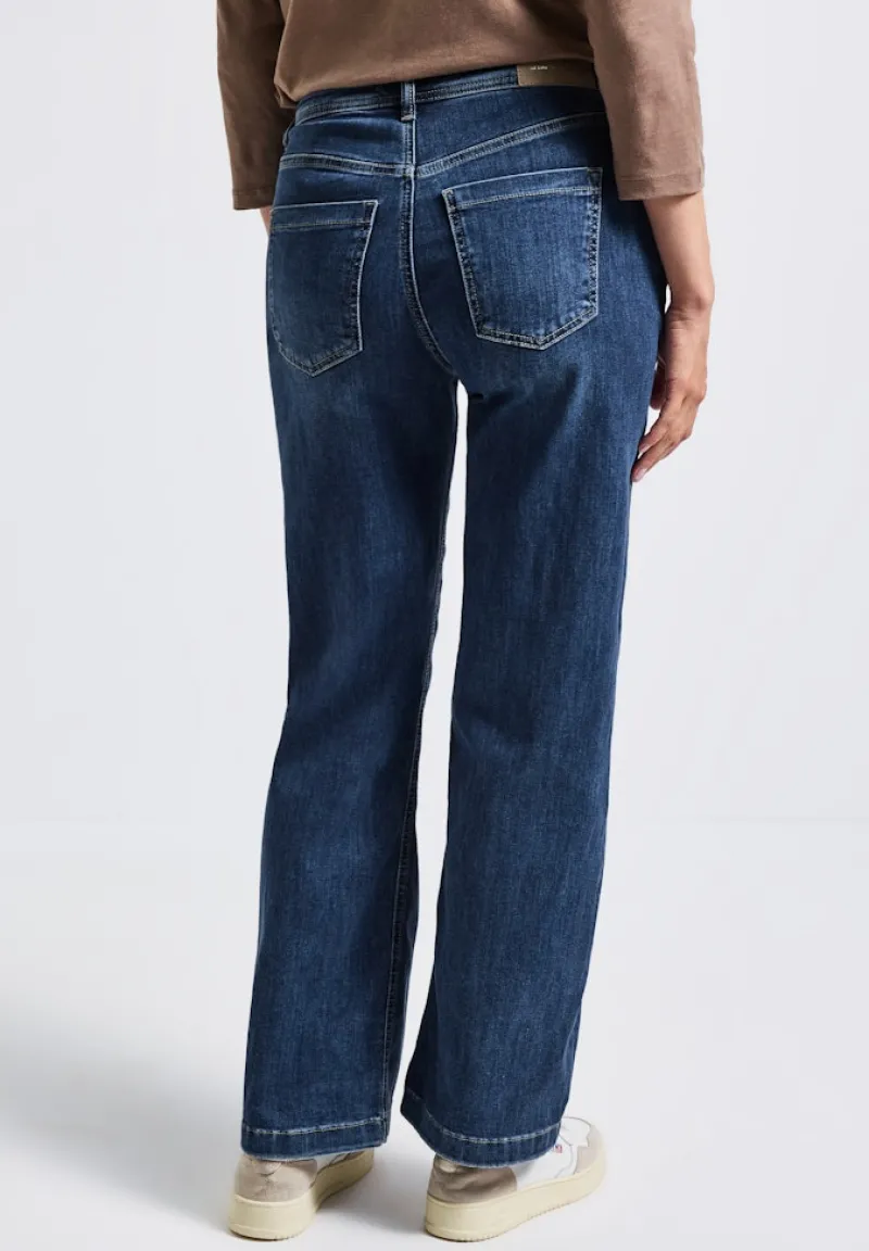 Street One Jeans*Wide Leg Jeans mid blue soft washed