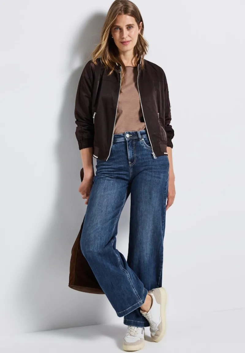 Street One Jeans*Wide Leg Jeans mid blue soft washed