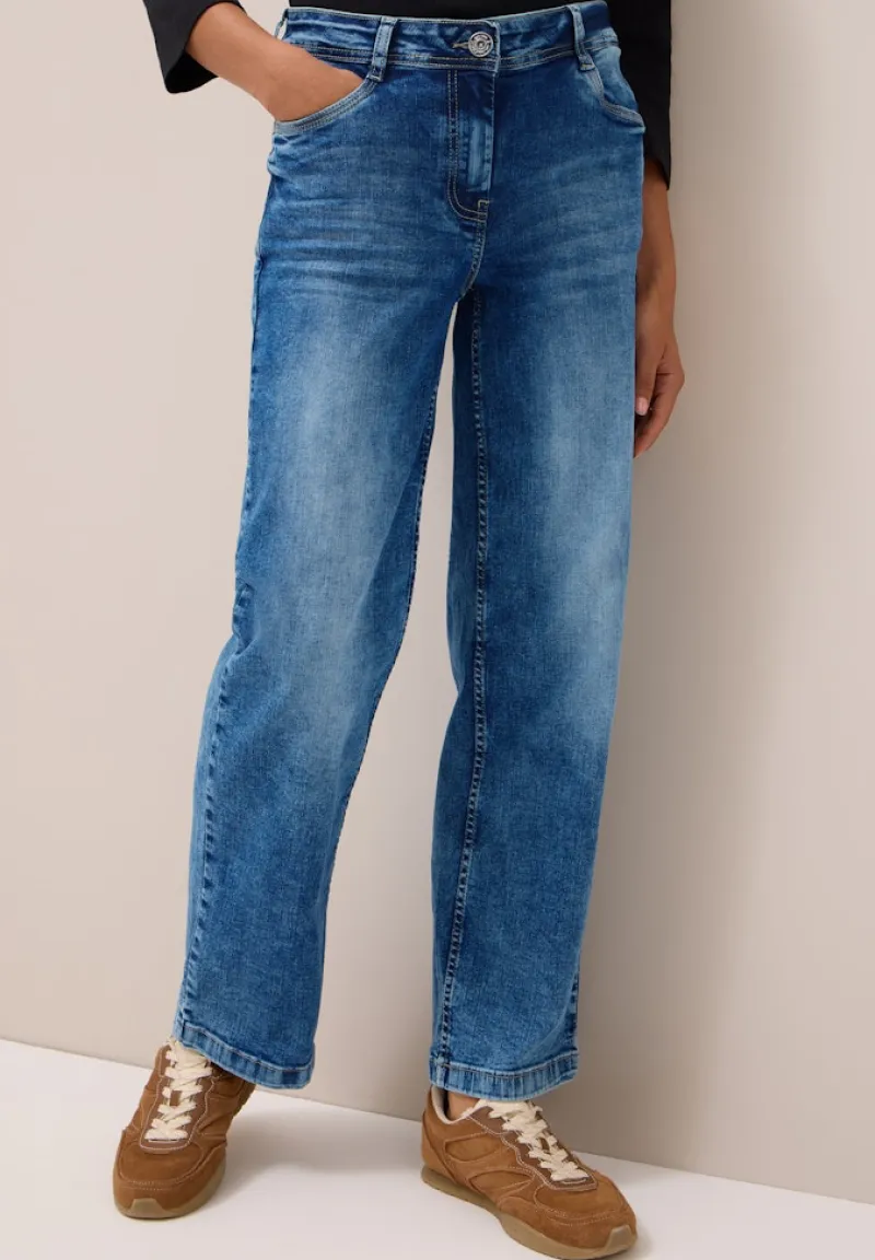 Cecil Jeans*Wide Leg Jeans mid blue used wash