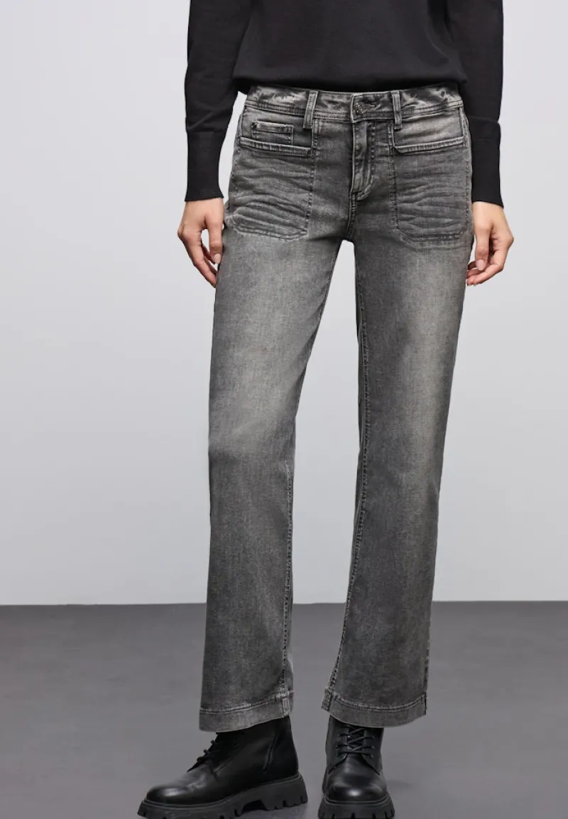 Street One Jeans*Wide Leg Jeans mid grey washed