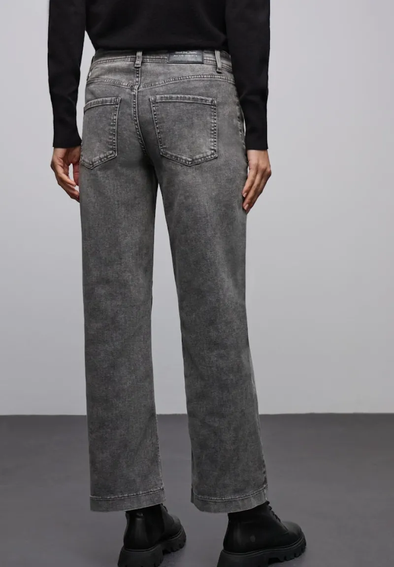 Street One Jeans*Wide Leg Jeans mid grey washed