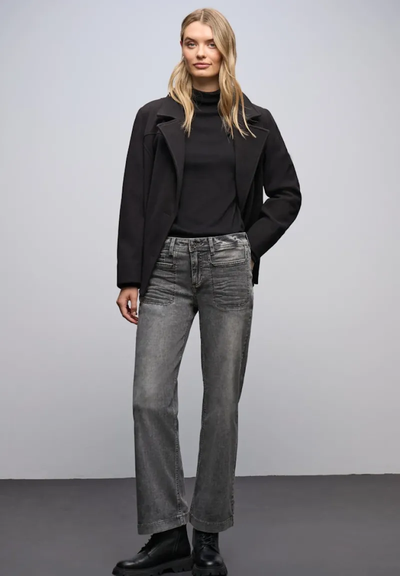 Street One Jeans*Wide Leg Jeans mid grey washed