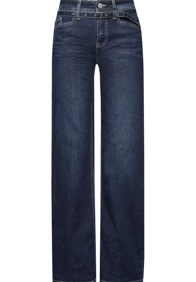 Street One Jeans*Wide Leg Jeans mit Gürtel dark blue washed