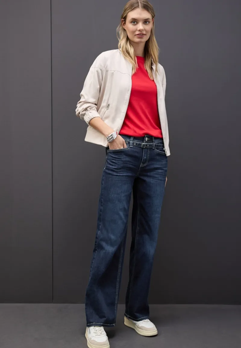 Street One Jeans*Wide Leg Jeans mit Gürtel dark blue washed