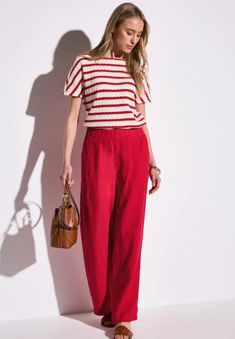 Street One Hosen*Wide Leg Leinenhose glory red