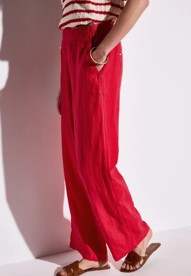 Street One Hosen*Wide Leg Leinenhose glory red