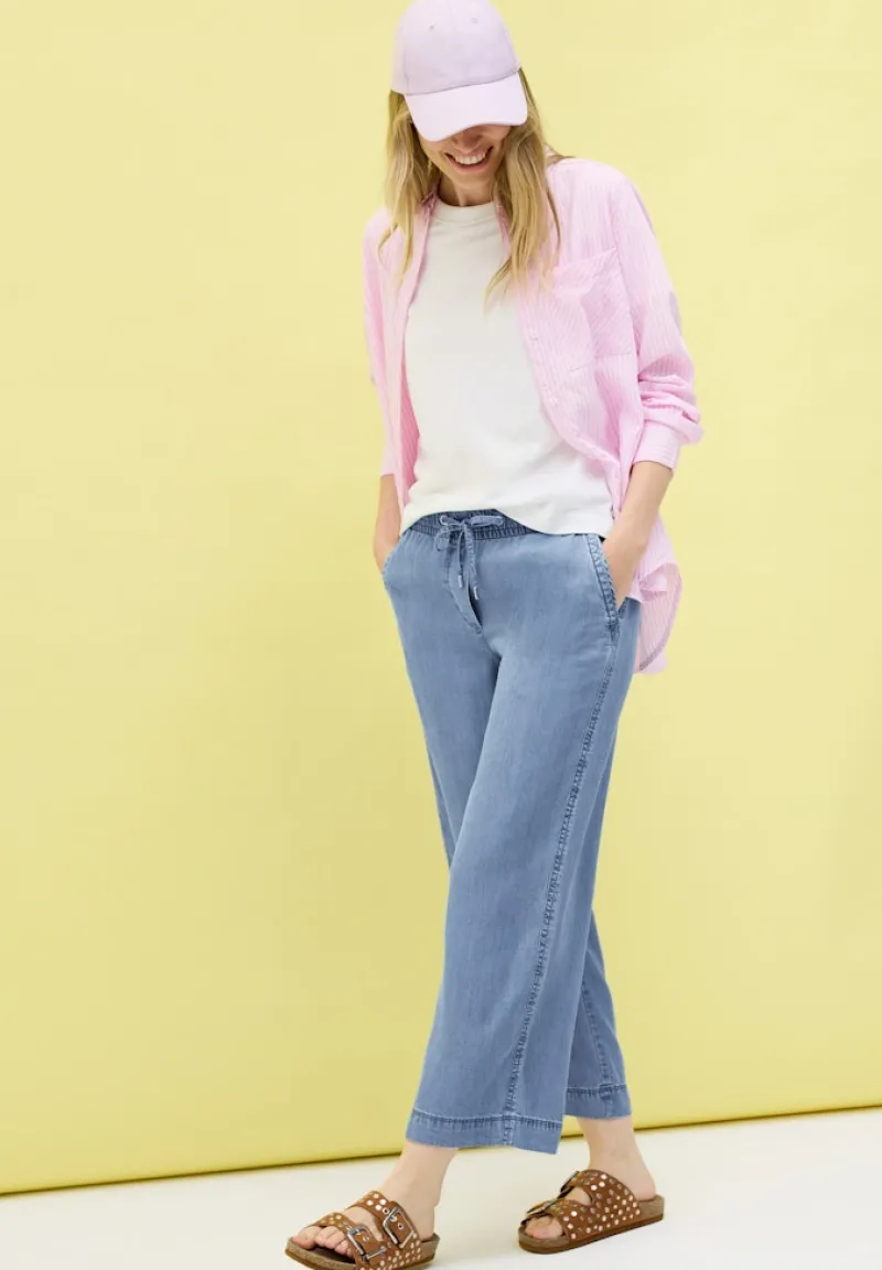 Cecil Shorts*Wide Leg Lyocell-Hose light blue wash