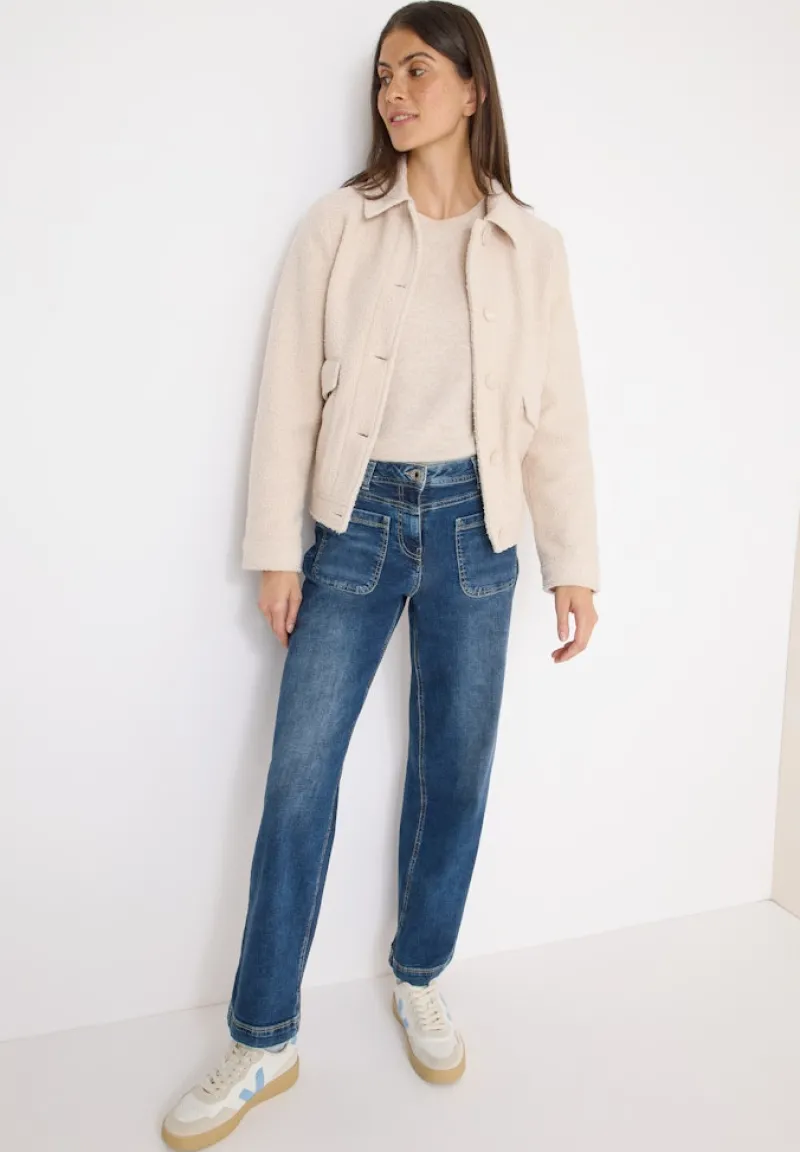 Cecil Jeans*Wide Leg Patch Pocket Jeans mid blue used wash