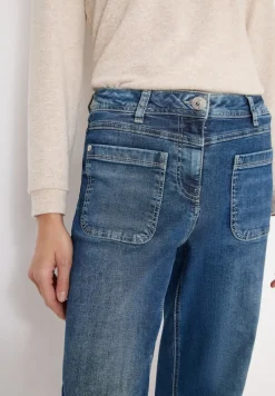 Cecil Jeans*Wide Leg Patch Pocket Jeans mid blue used wash