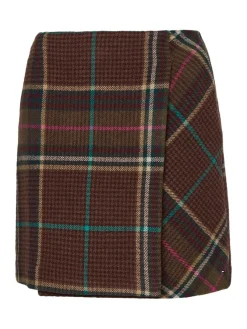 Tommy Hilfiger Röcke*WOOL CHECK WRAP SHORT SKIRT large pop check- army green