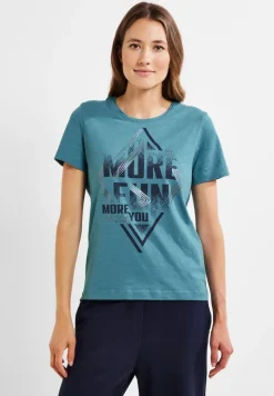 Cecil Shirts*Wordingprint Shirt adriatic blue