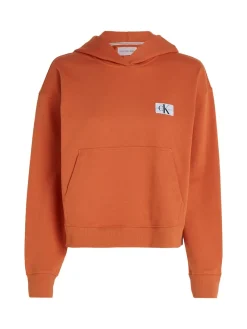 Calvin Klein Jeans Pullover & Sweatshirts*WOVEN LABEL HOODIE burnt clay