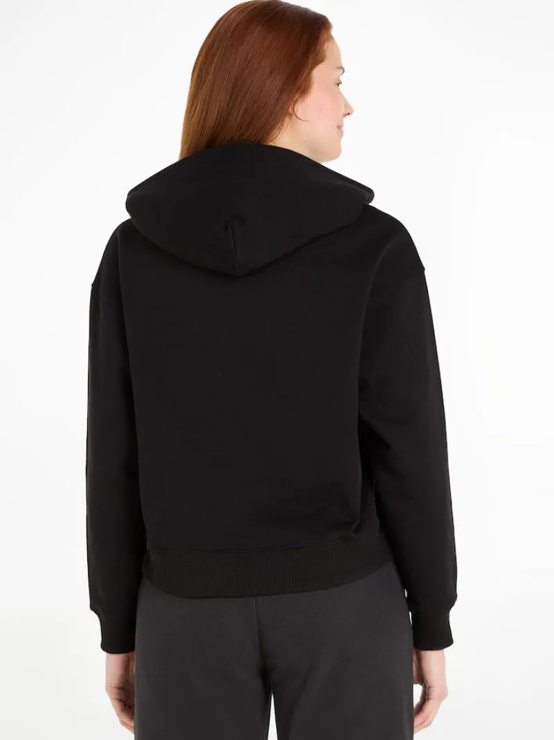 Calvin Klein Jeans Pullover & Sweatshirts*WOVEN LABEL HOODIE ck black