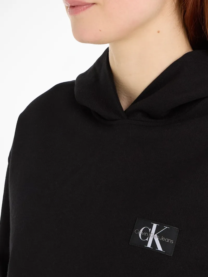 Calvin Klein Jeans Pullover & Sweatshirts*WOVEN LABEL HOODIE ck black
