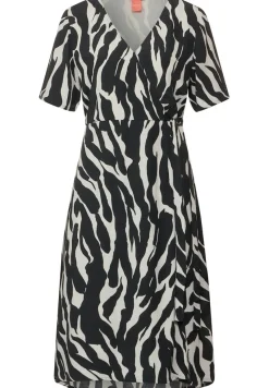 Street One Kleider*Wrap Zebraprint Kleid Black