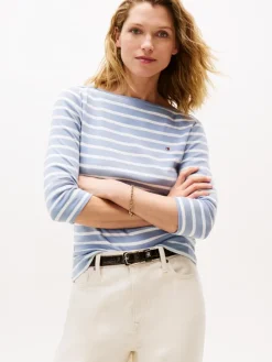 Tommy Hilfiger Shirts*WW0WW40589 brisk blue- ecru stp