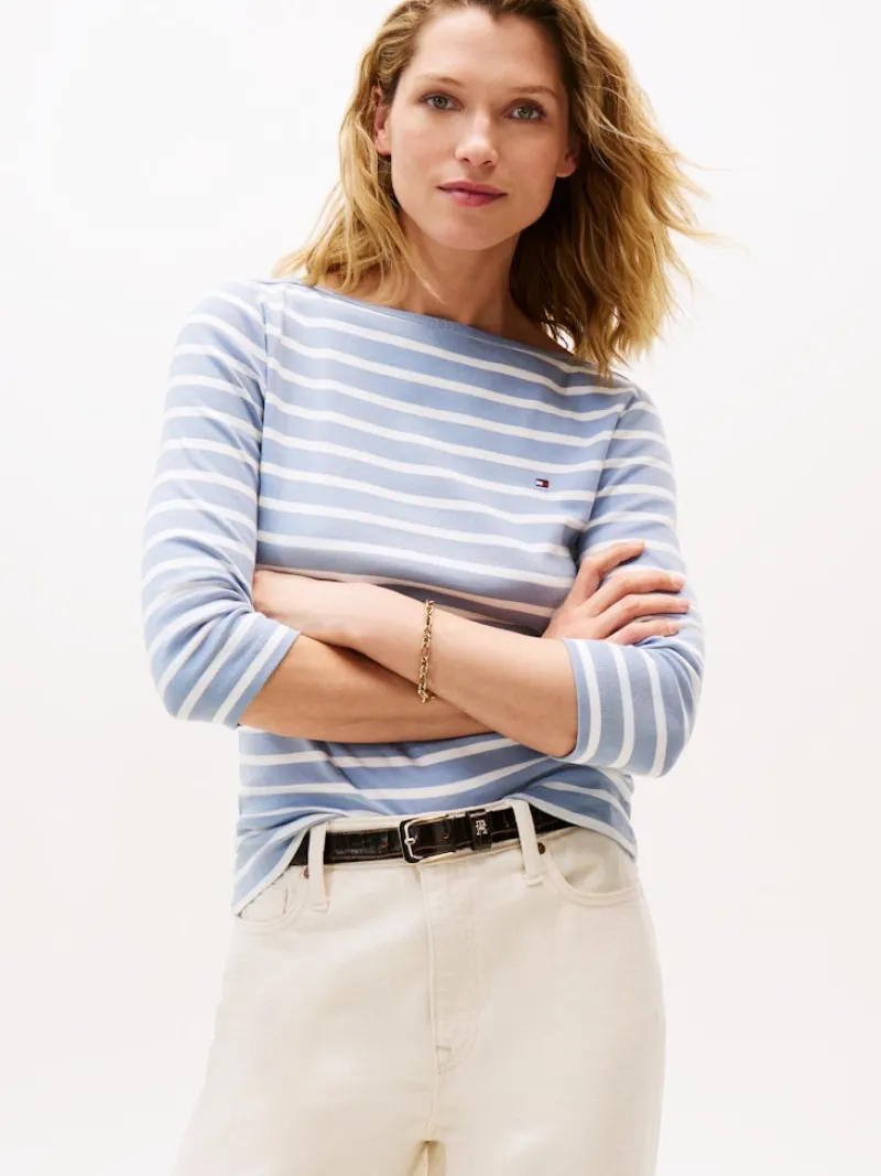 Tommy Hilfiger Shirts*WW0WW40589 brisk blue- ecru stp