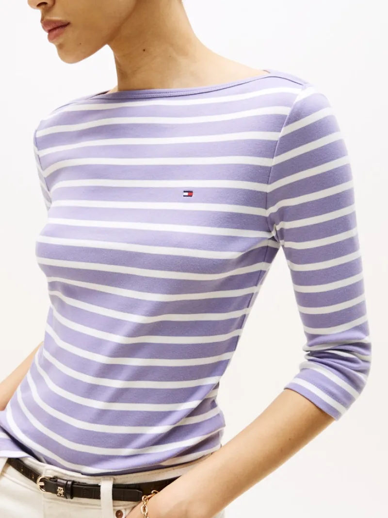 Tommy Hilfiger Shirts*WW0WW40589 purple- ecru stp