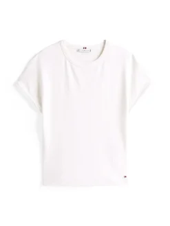 Tommy Hilfiger Shirts*5X2 RIB SLIM C-NK CAP SLV TEE ivory silk