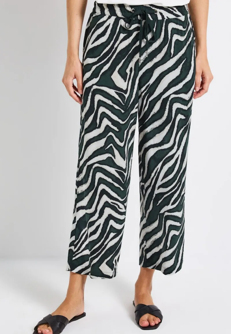 Street One Shorts*Zebra Wide Leg Hose pine grove green