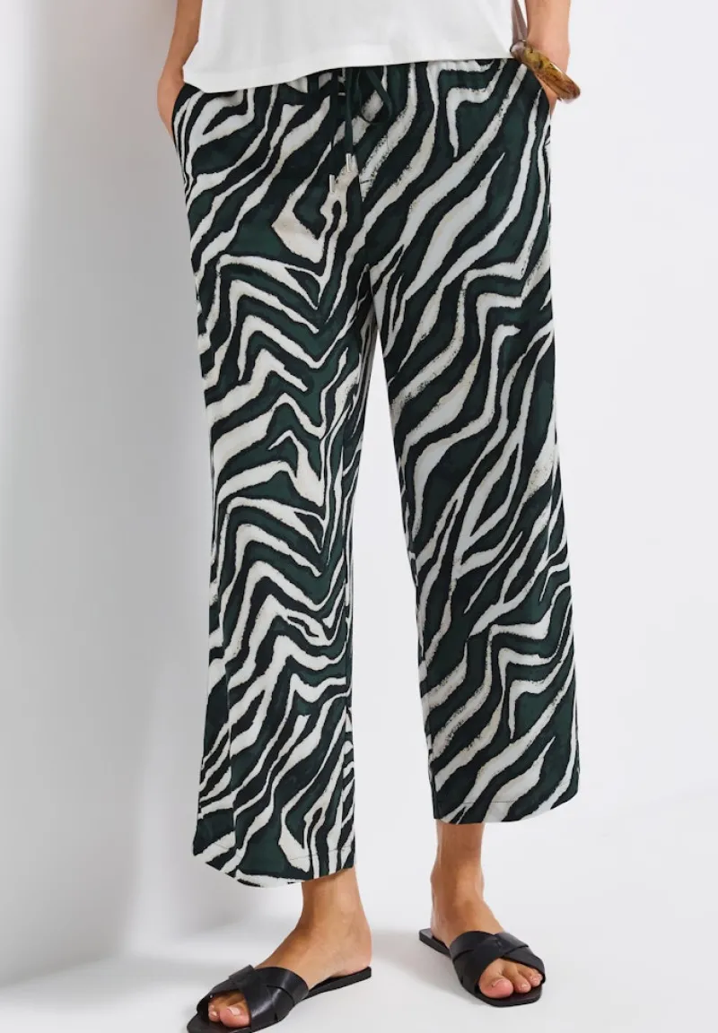 Street One Shorts*Zebra Wide Leg Hose pine grove green