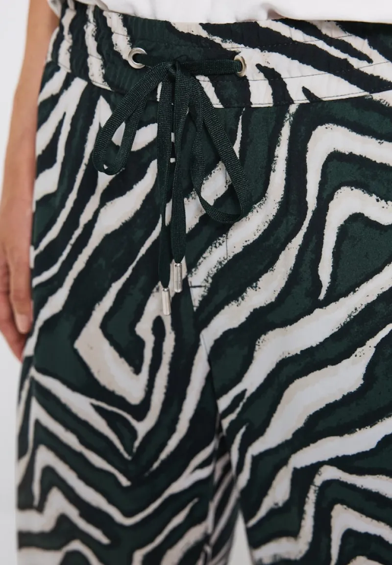 Street One Shorts*Zebra Wide Leg Hose pine grove green