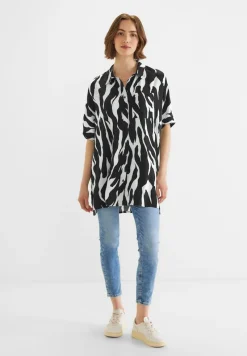 Street One Blusen*Zebraprint Longbluse Black