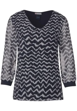 Street One Blusen*Zick Zack Chiffon Shirt deep blue