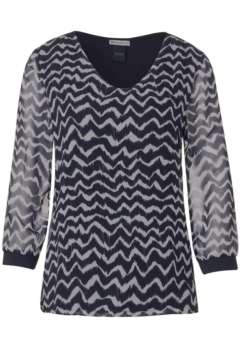 Street One Blusen*Zick Zack Chiffon Shirt deep blue