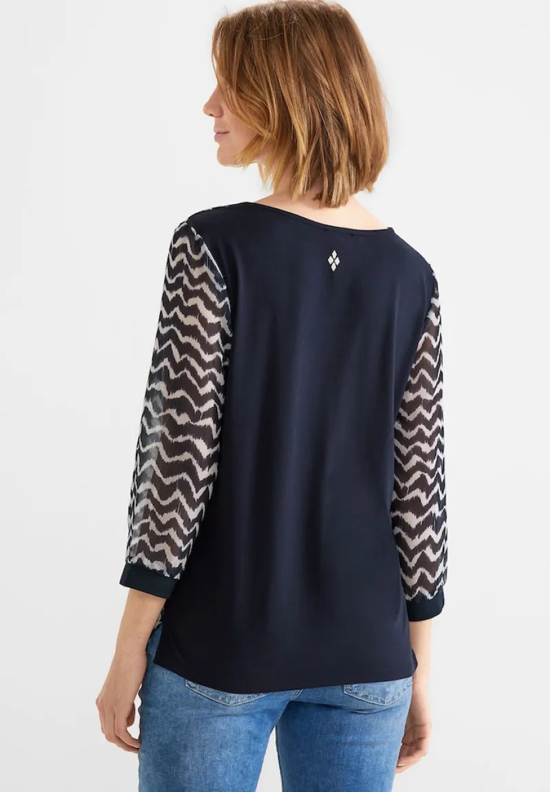 Street One Blusen*Zick Zack Chiffon Shirt deep blue